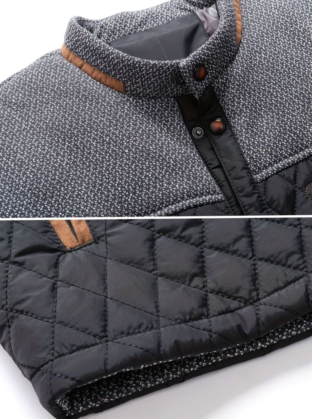 Men's Quilted Button-Snap Jacket with Flannel Lining
