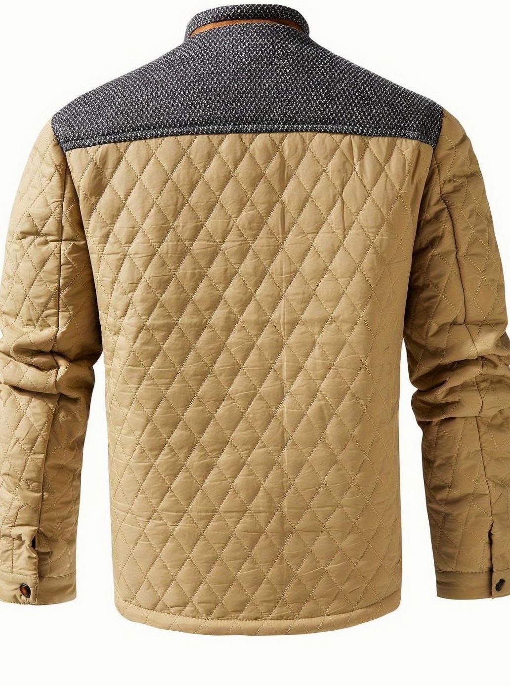 Men's Quilted Button-Snap Jacket with Flannel Lining