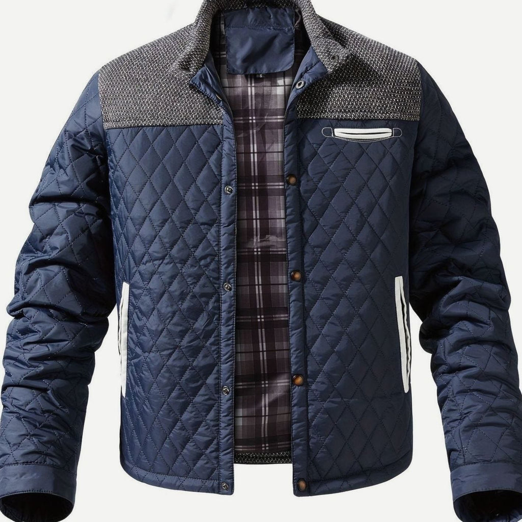 Men's Quilted Button-Snap Jacket with Flannel Lining