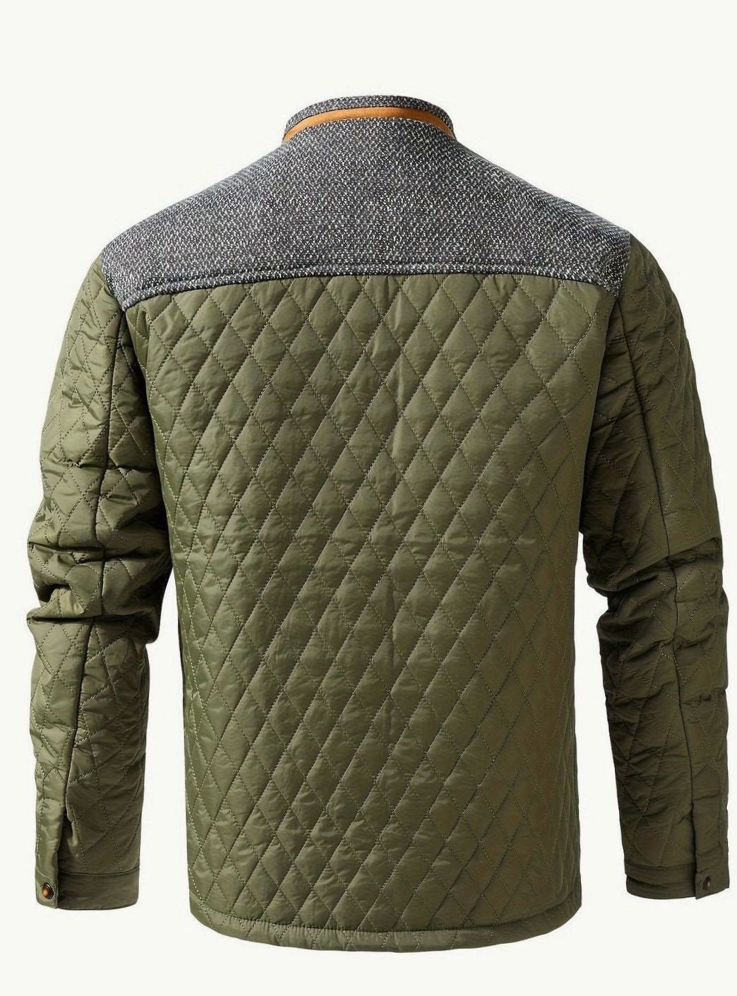 Men's Quilted Button-Snap Jacket with Flannel Lining