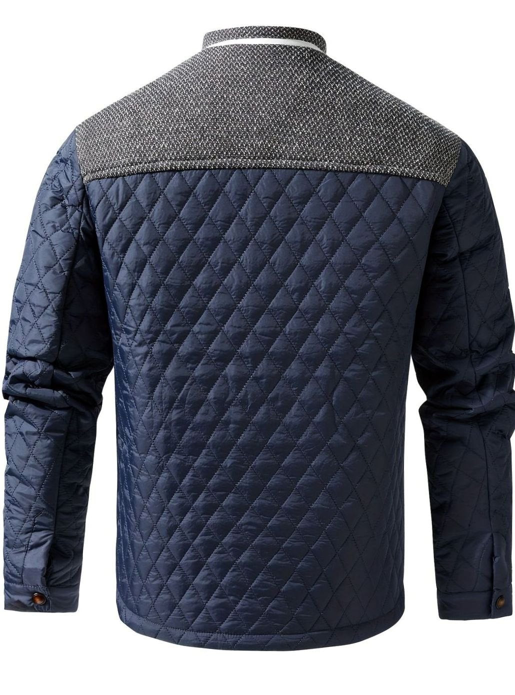 Men's Quilted Button-Snap Jacket with Flannel Lining