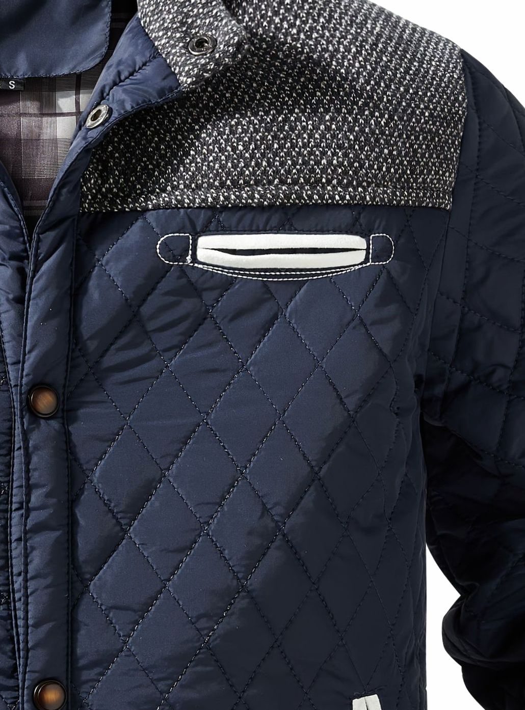 Men's Quilted Button-Snap Jacket with Flannel Lining