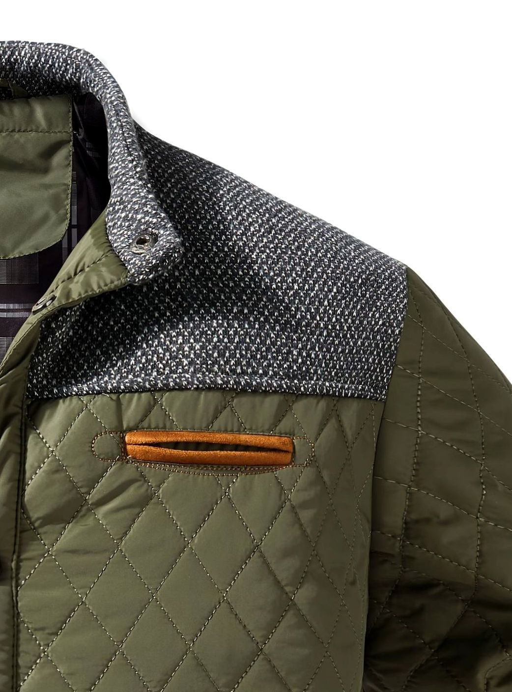 Men's Quilted Button-Snap Jacket with Flannel Lining