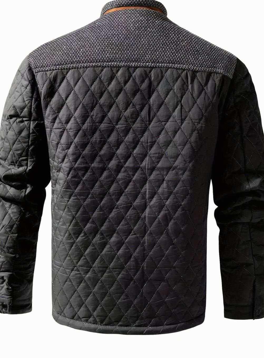 Men's Quilted Button-Snap Jacket with Flannel Lining