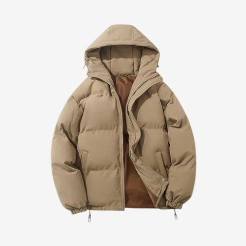 Men's Puffer Coat with Quilted Insulation and Hood