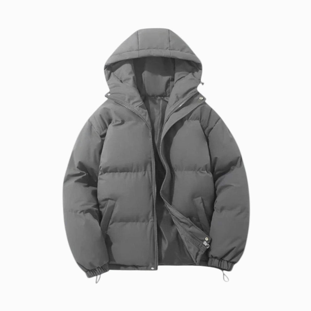 Men's Puffer Coat with Quilted Insulation and Hood