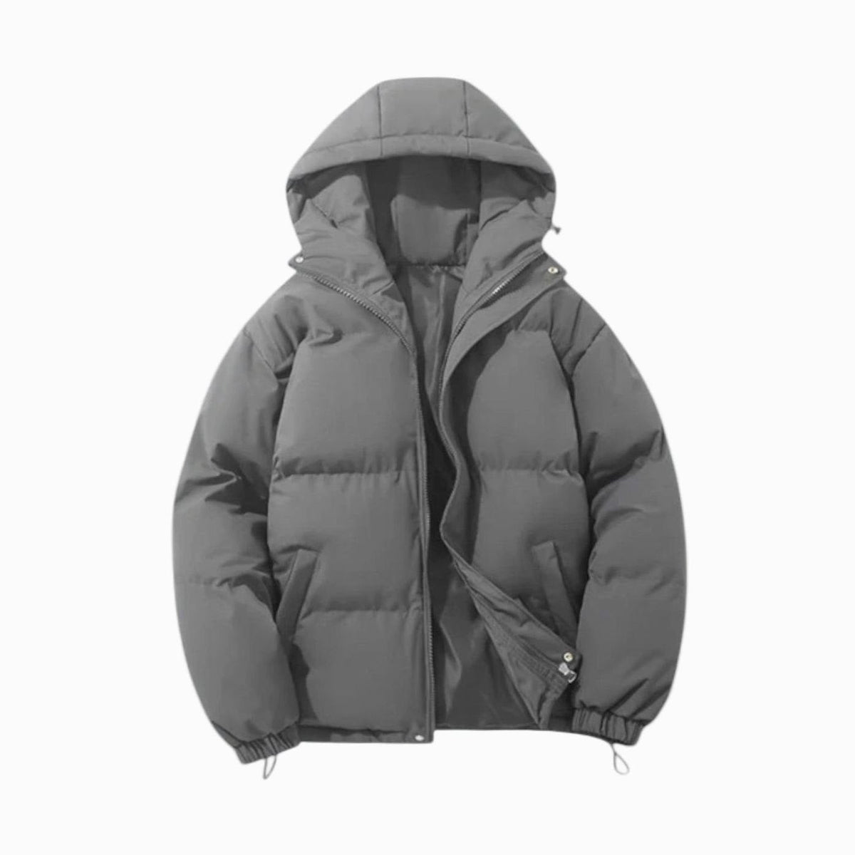 Men's Puffer Coat with Quilted Insulation and Hood