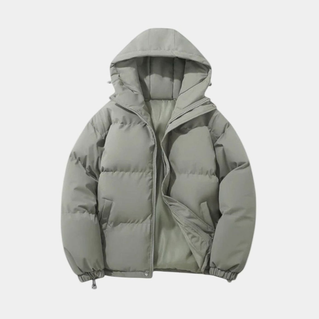 Men's Puffer Coat with Quilted Insulation and Hood