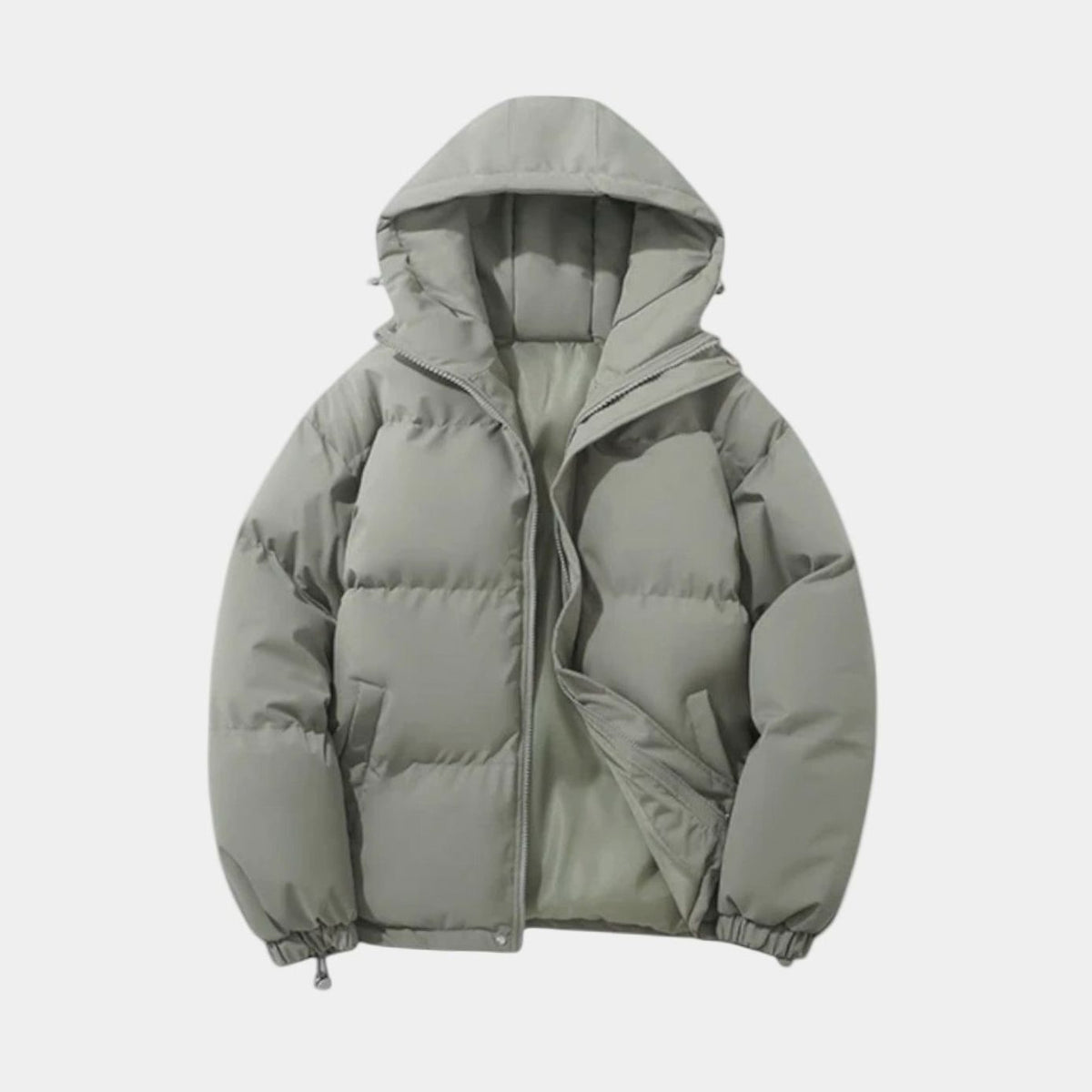 Men's Puffer Coat with Quilted Insulation and Hood