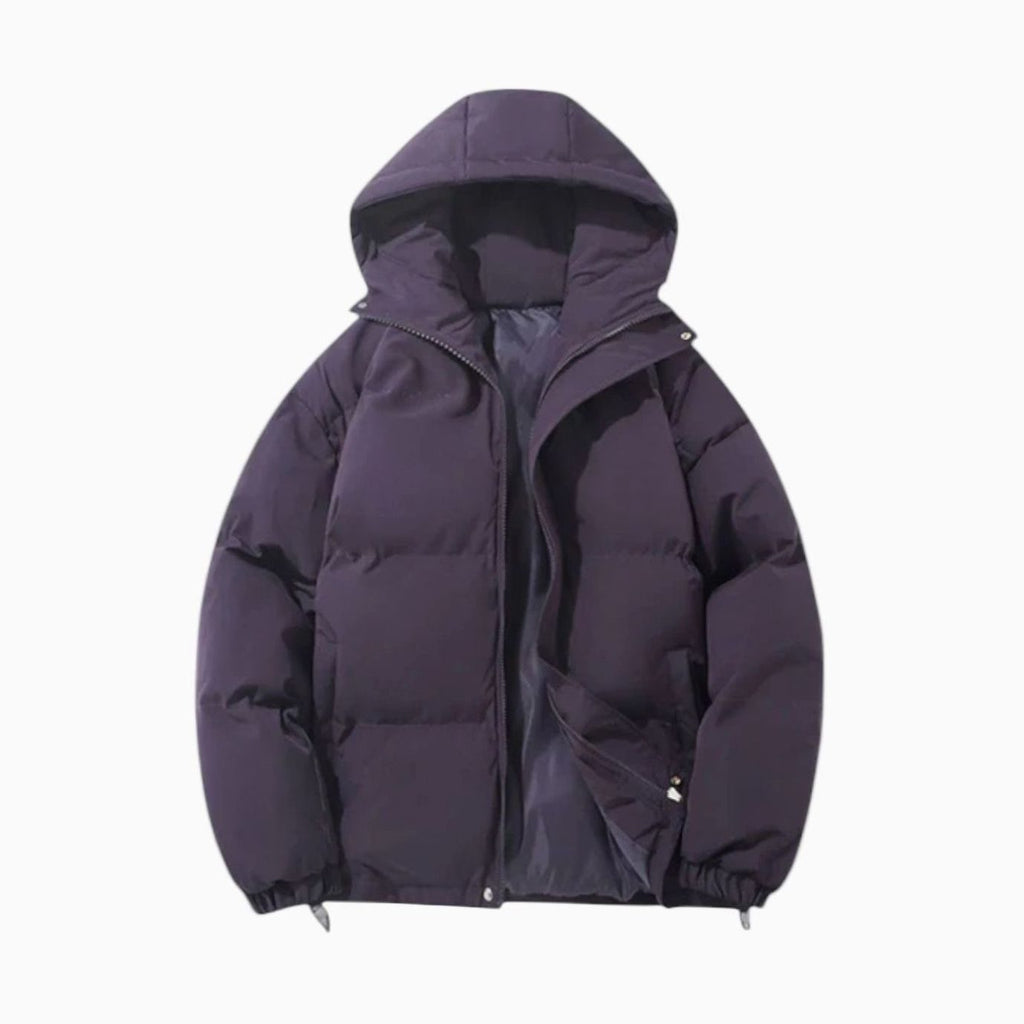 Men's Puffer Coat with Quilted Insulation and Hood