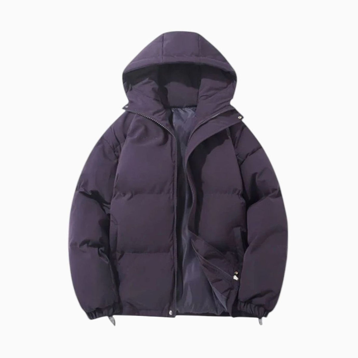 Men's Puffer Coat with Quilted Insulation and Hood