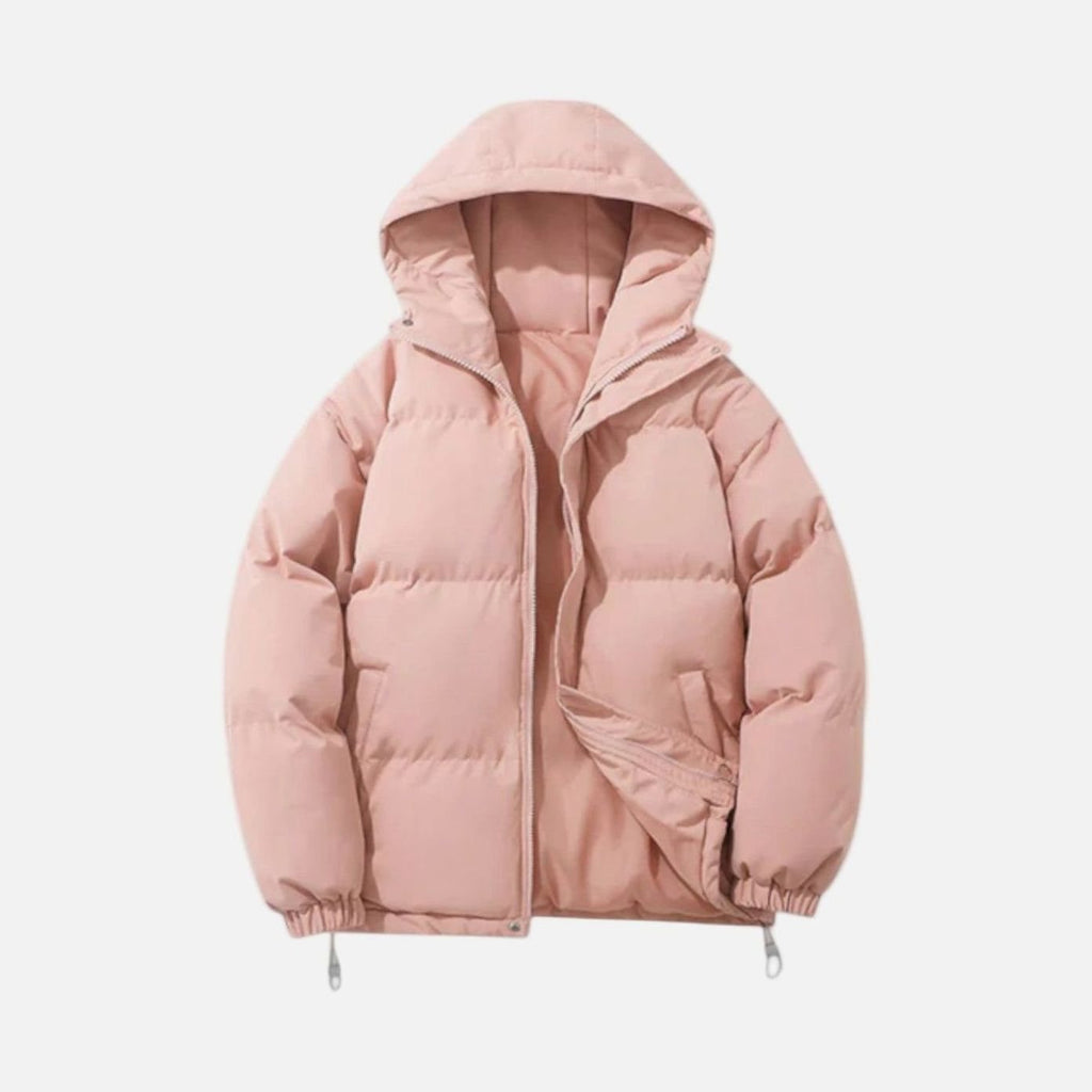 Men's Puffer Coat with Quilted Insulation and Hood