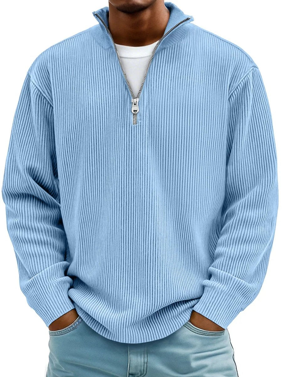Men's Rib Knit Zip Neck Cold Weather Sweater