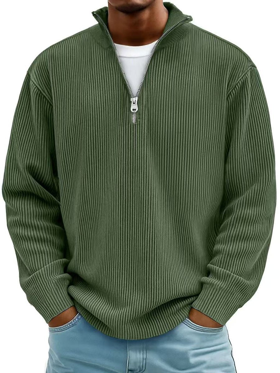 Men's Rib Knit Zip Neck Cold Weather Sweater