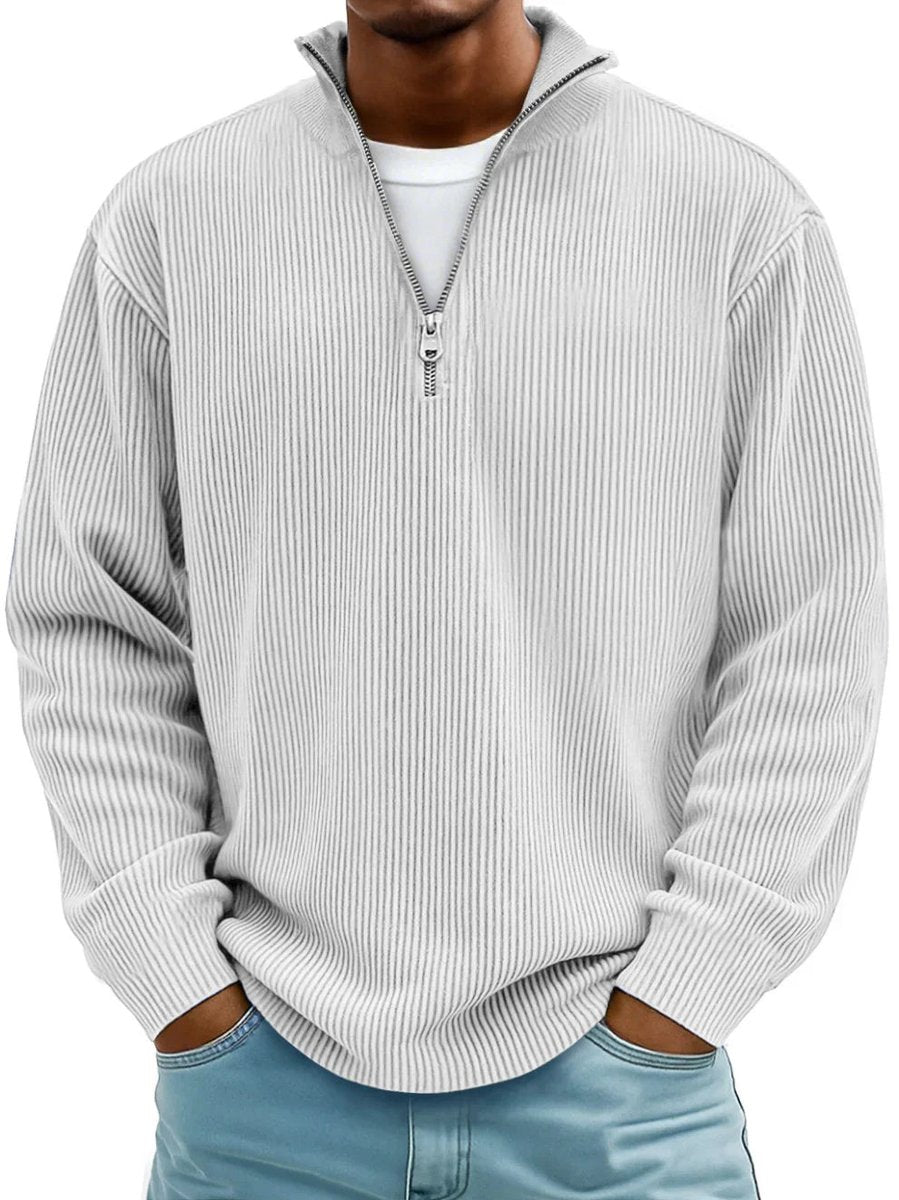 Men's Rib Knit Zip Neck Cold Weather Sweater