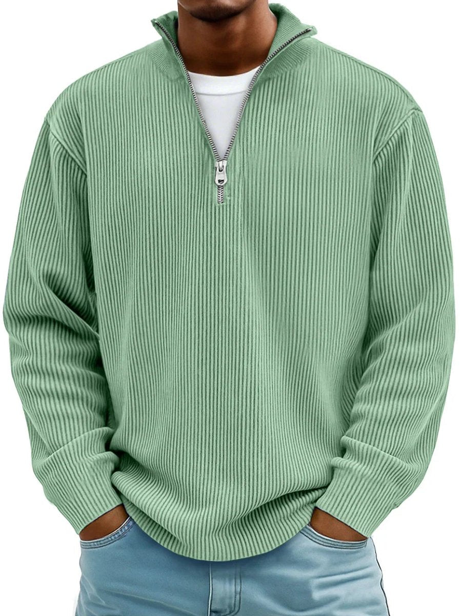 Men's Rib Knit Zip Neck Cold Weather Sweater