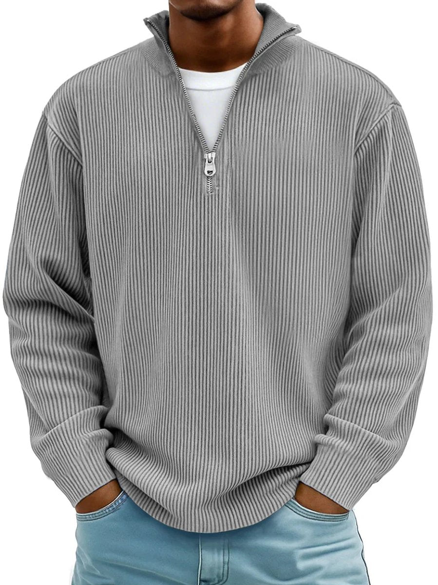 Men's Rib Knit Zip Neck Cold Weather Sweater
