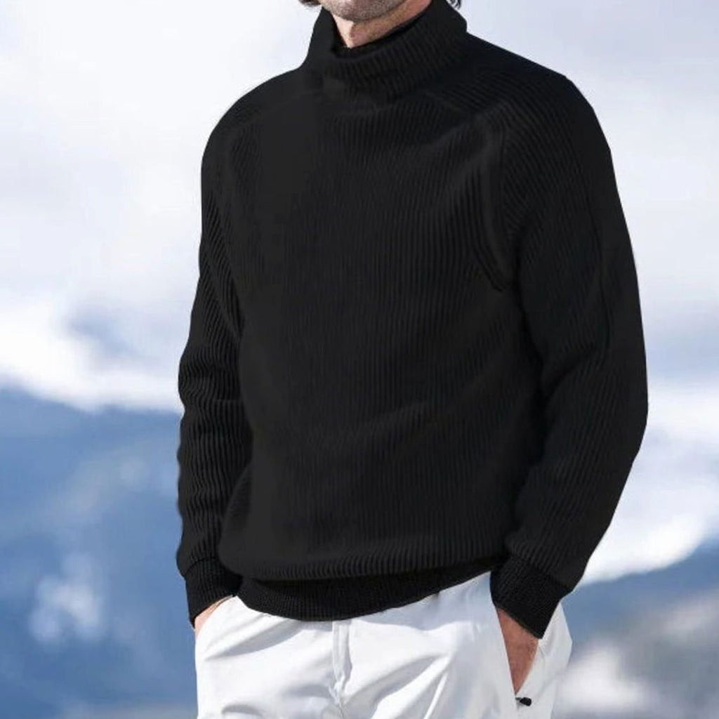 Men's Loose Fit Warm Ribbed Everyday Turtleneck Sweater