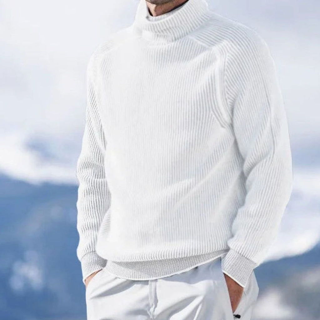 Men's Loose Fit Warm Ribbed Everyday Turtleneck Sweater