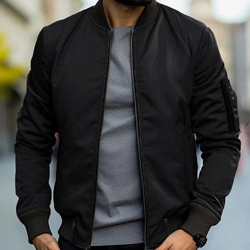 Men's Easy Bomber Style Jacket with Ribbed Cuffs