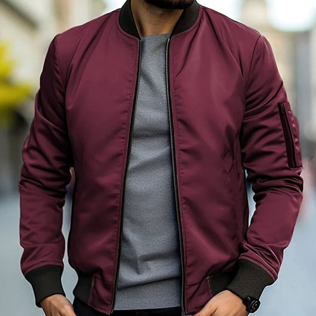 Men's Easy Bomber Style Jacket with Ribbed Cuffs