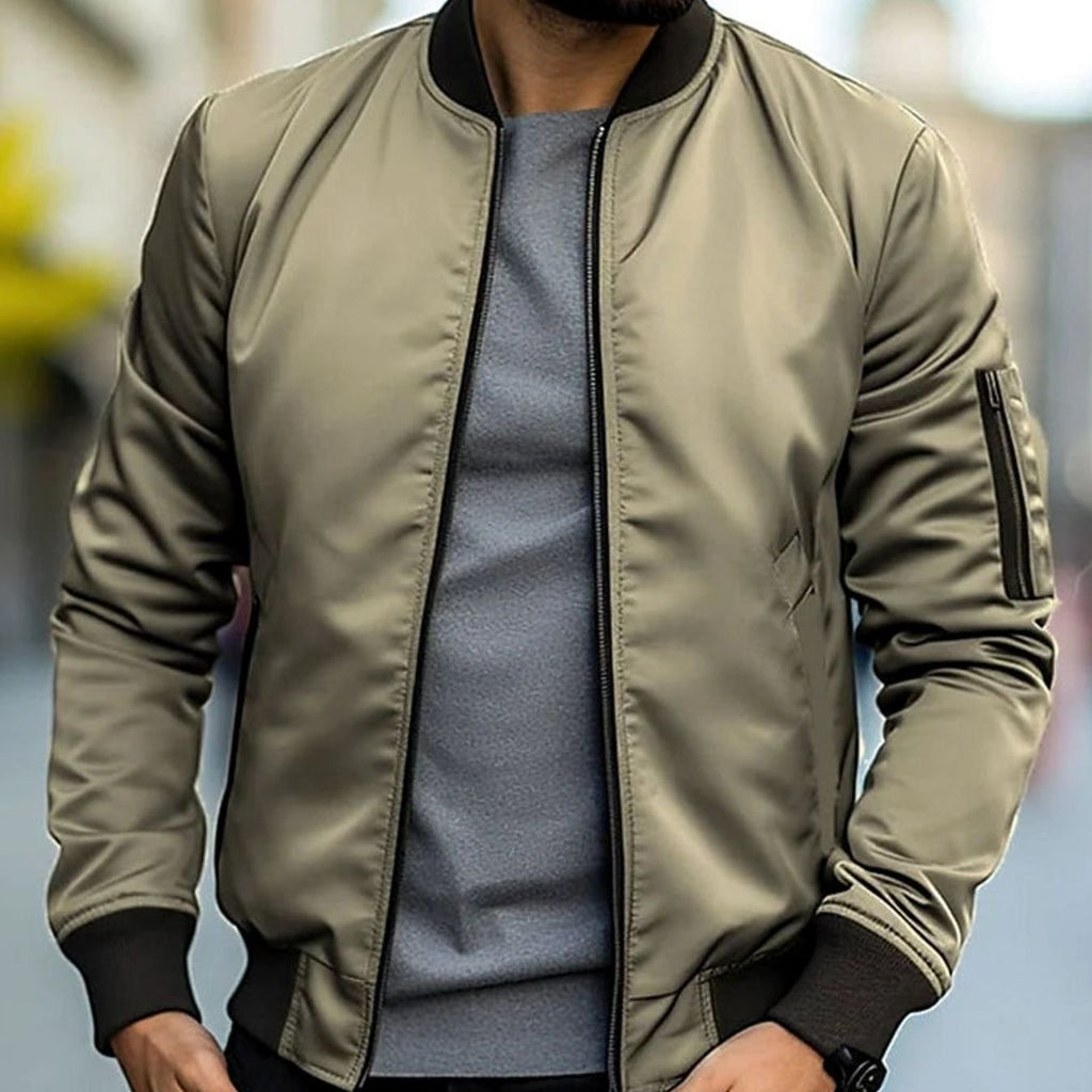 Men's Easy Bomber Style Jacket with Ribbed Cuffs