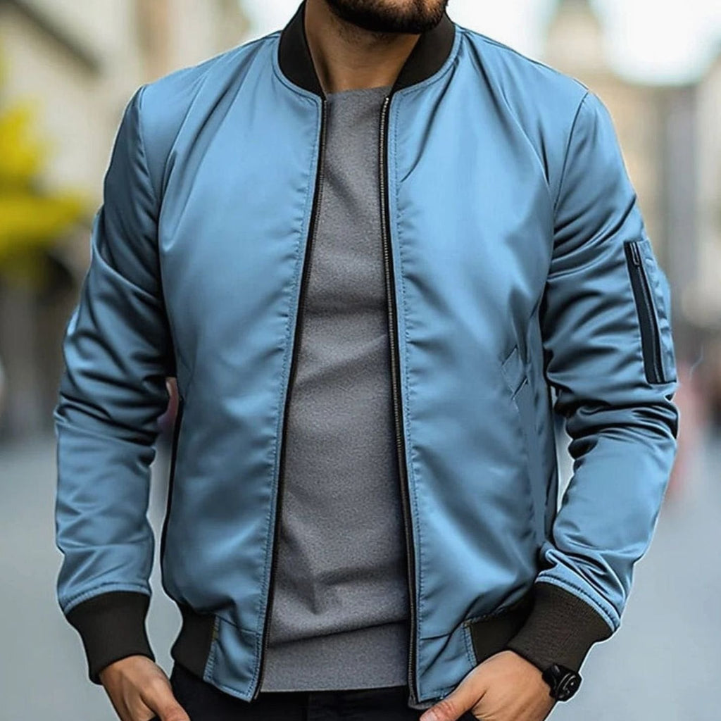 Men's Easy Bomber Style Jacket with Ribbed Cuffs