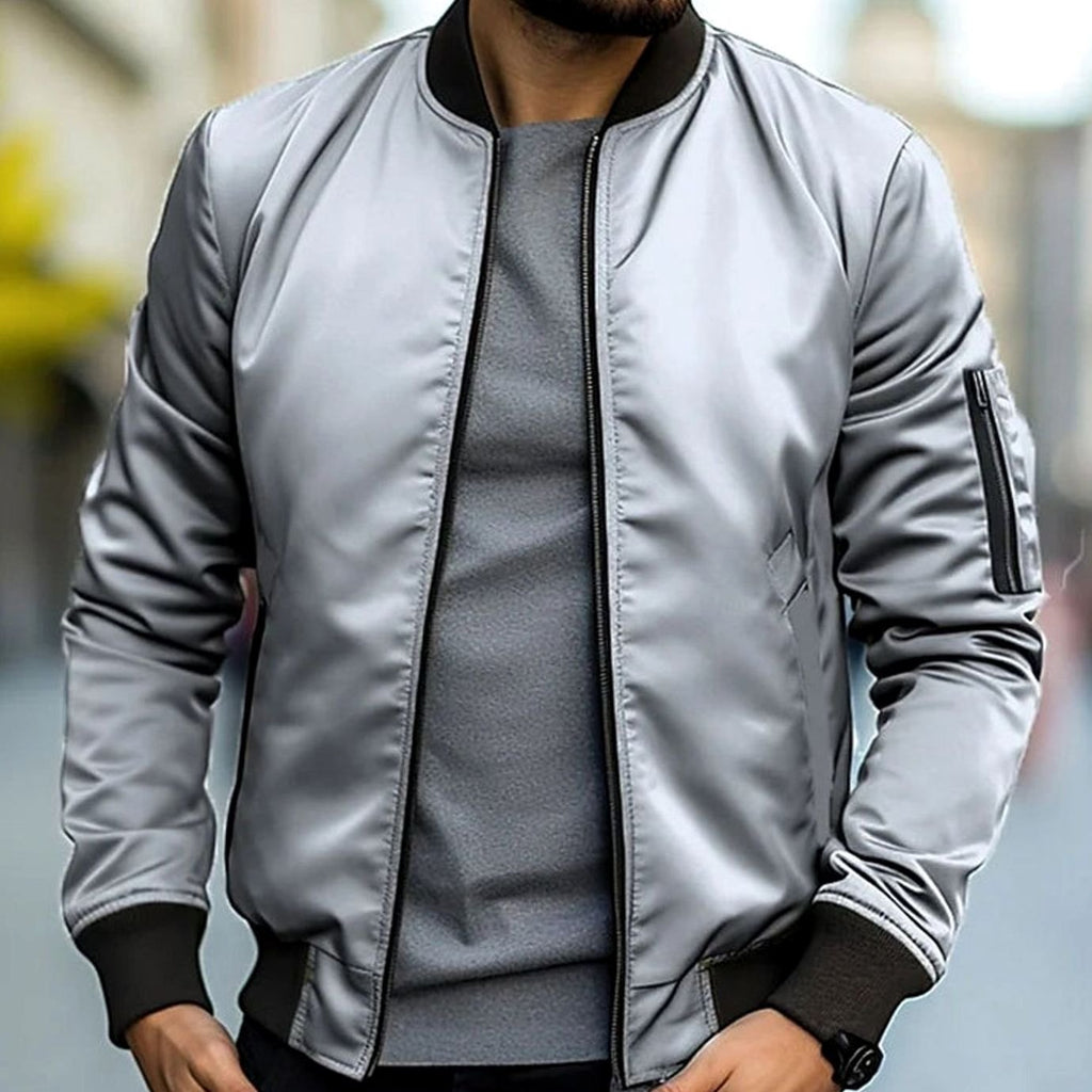 Men's Easy Bomber Style Jacket with Ribbed Cuffs