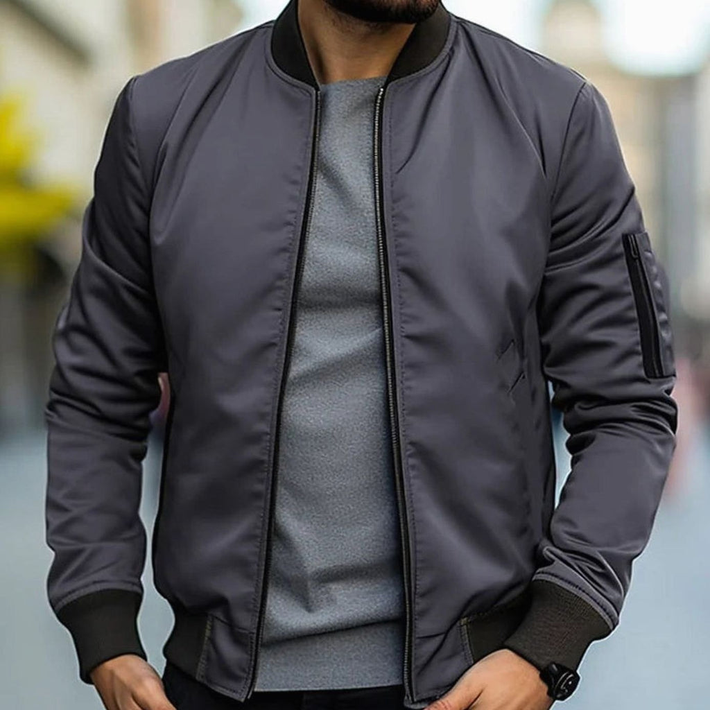 Men's Easy Bomber Style Jacket with Ribbed Cuffs