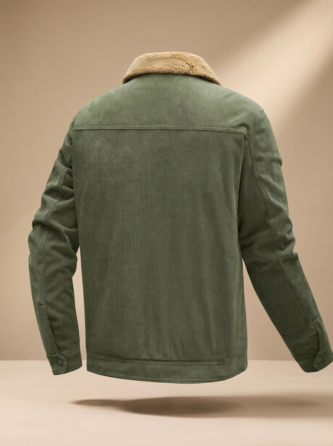 Men's Snap-Front Teddy-Lined Corduroy Utility Jacket