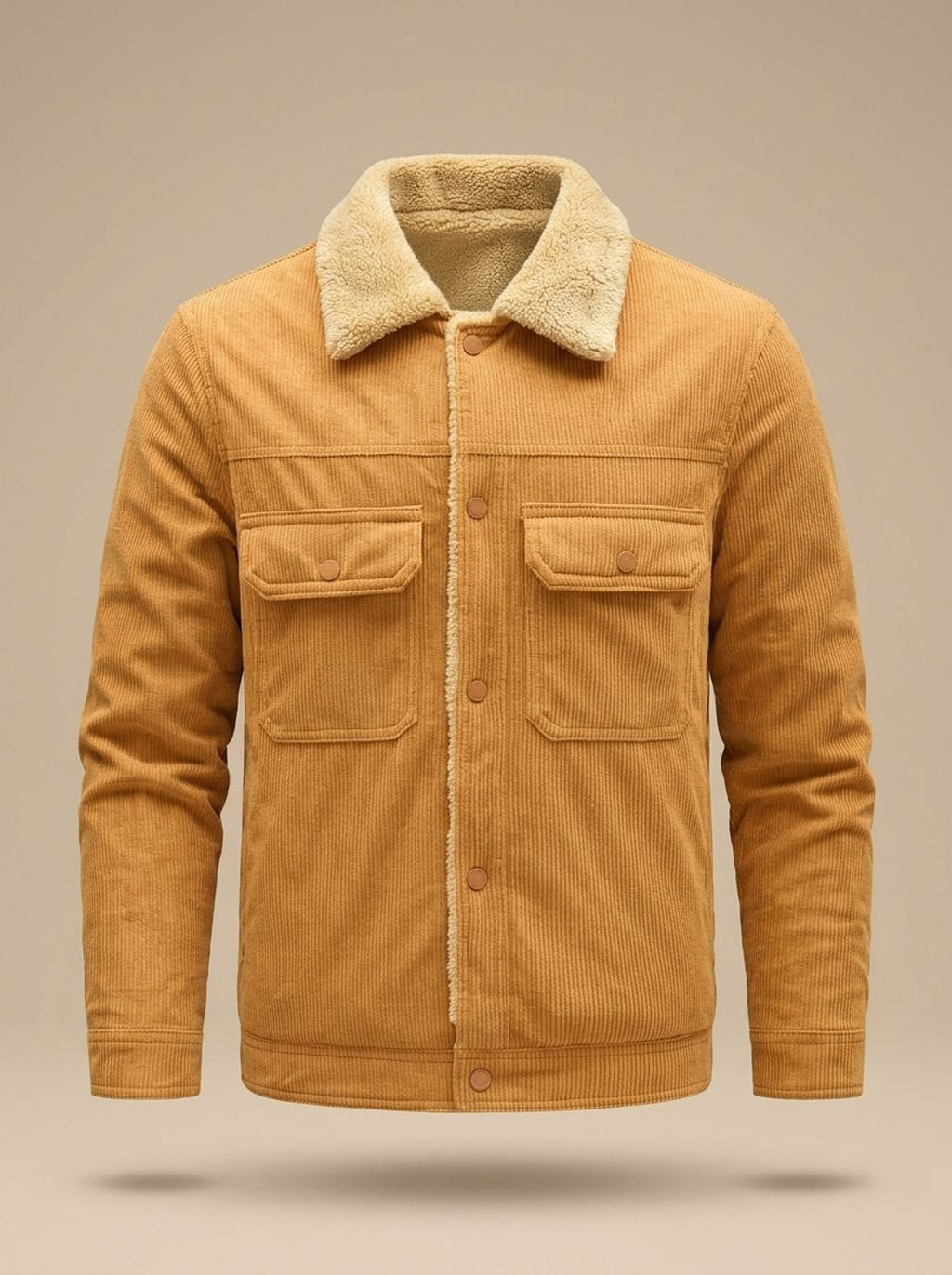 Men's Snap-Front Teddy-Lined Corduroy Utility Jacket