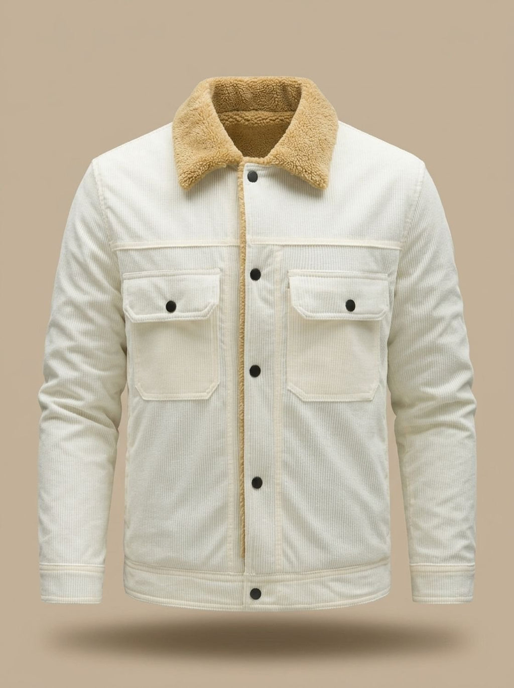 Men's Snap-Front Teddy-Lined Corduroy Utility Jacket