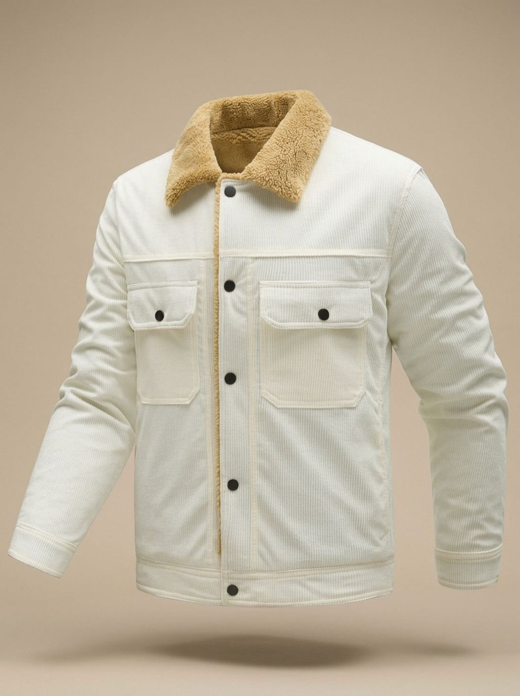 Men's Snap-Front Teddy-Lined Corduroy Utility Jacket