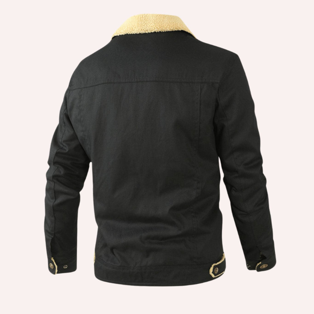 Men's Winter Jacket with Sherpa Fleece Lining and Snaps