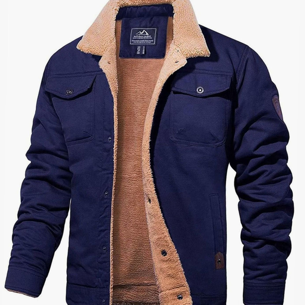 Men's Winter Jacket with Sherpa Fleece Lining and Snaps
