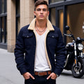 Men's Winter Jacket with Sherpa Fleece Lining and Snaps
