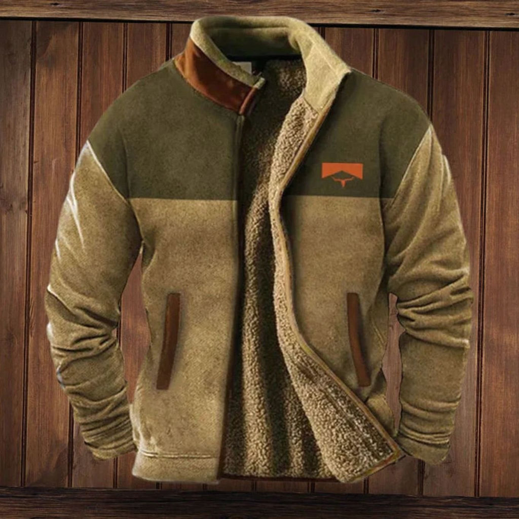 Men's Patterned Sleeve Sherpa Lined Winter Parka