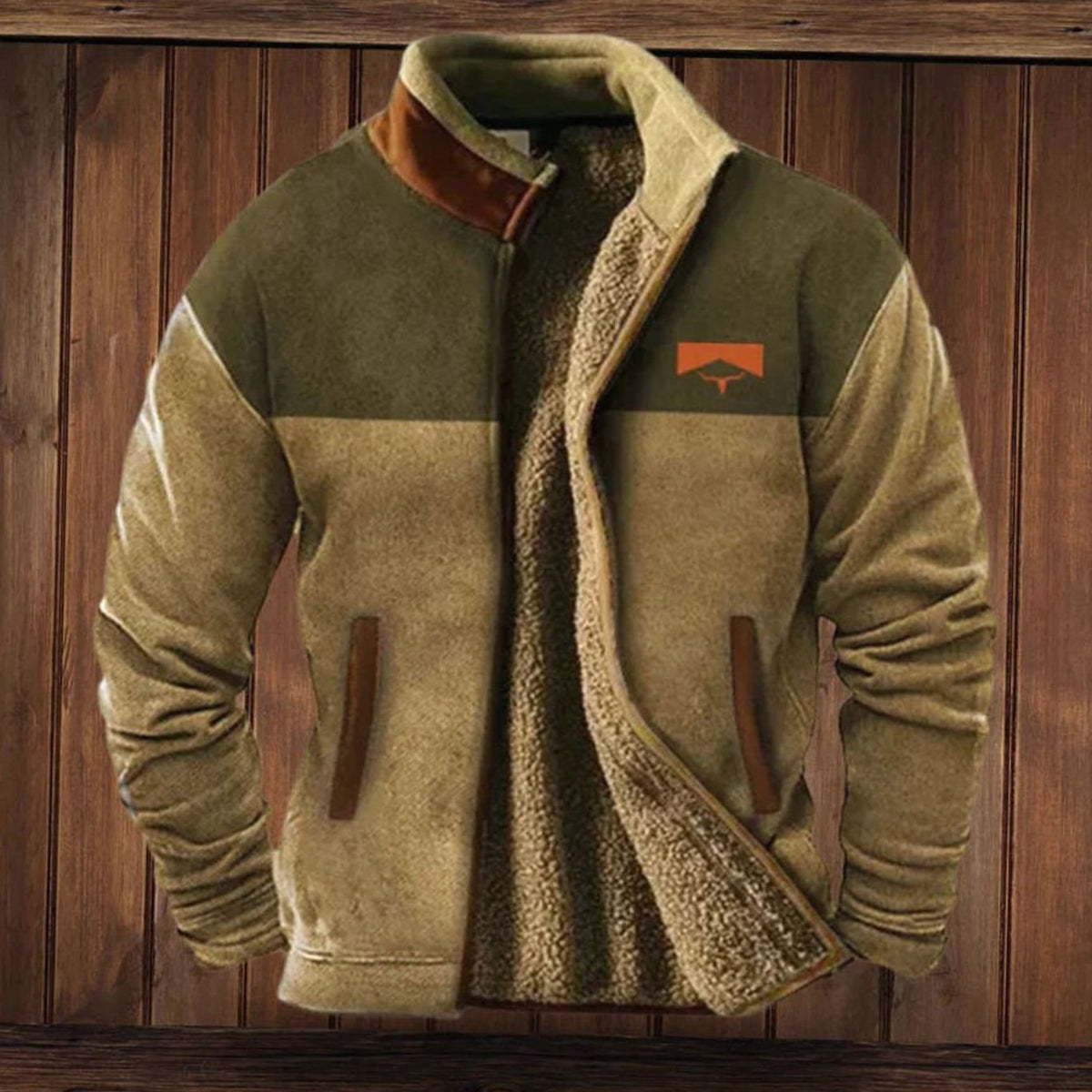 Men's Patterned Sleeve Sherpa Lined Winter Parka