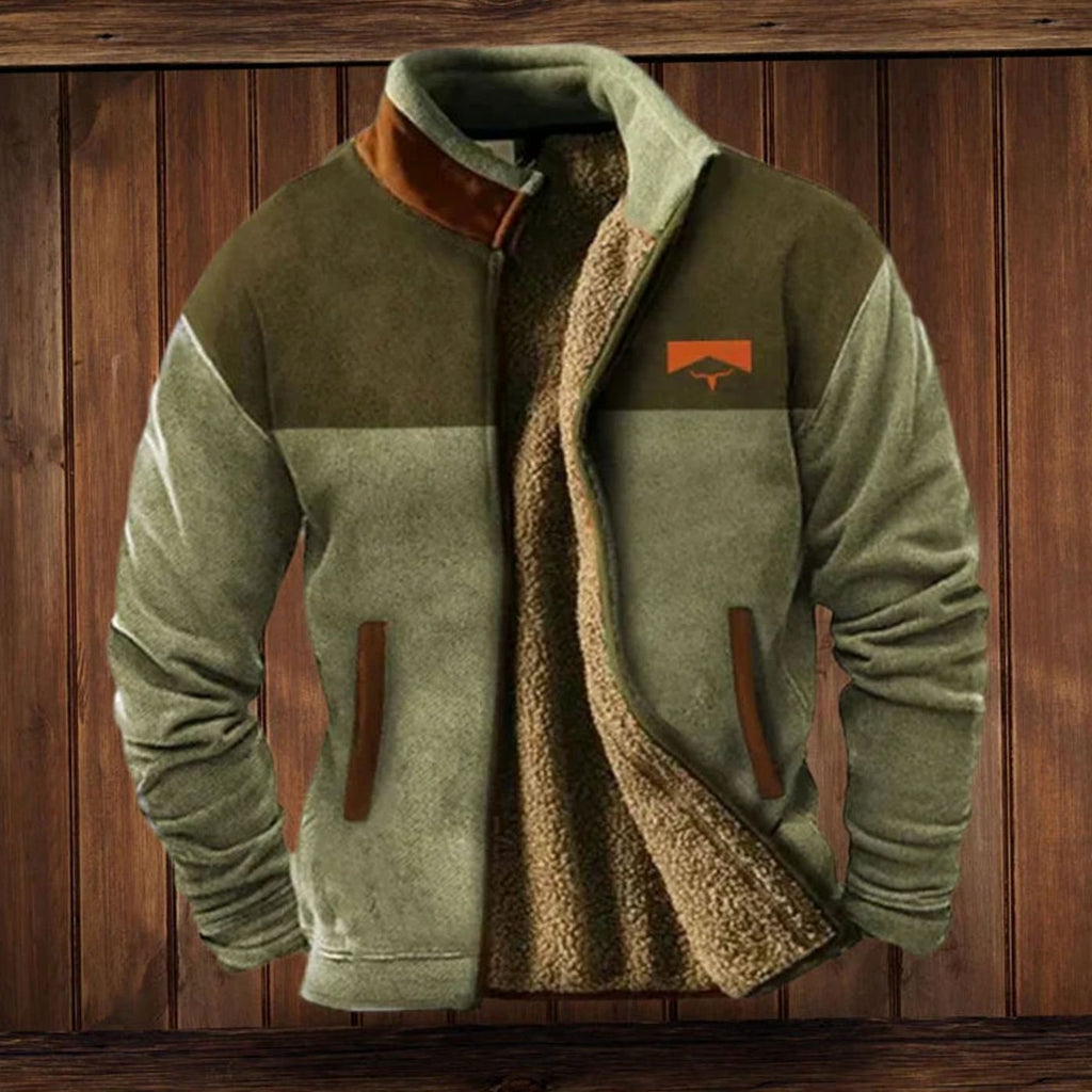 Men's Patterned Sleeve Sherpa Lined Winter Parka