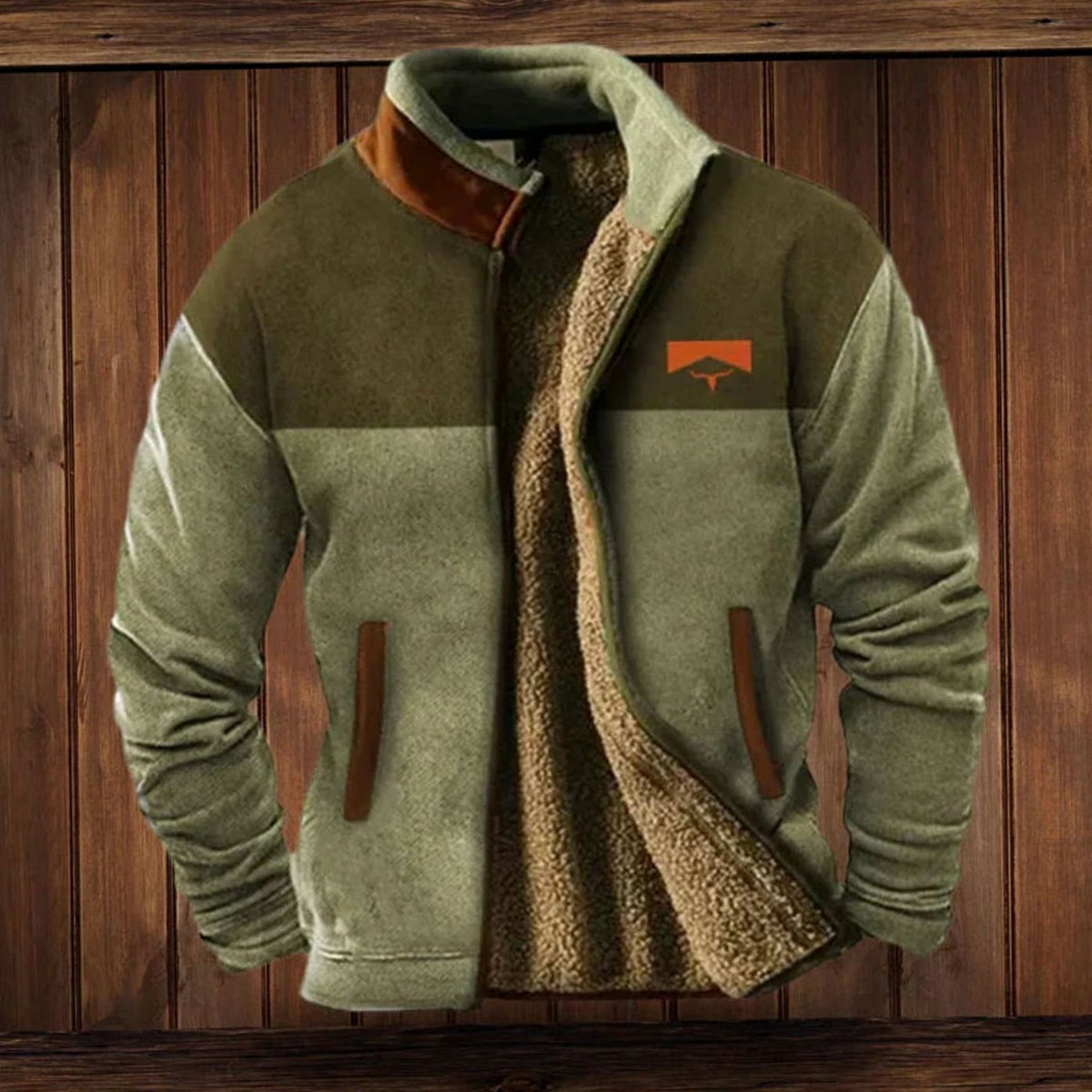 Men's Patterned Sleeve Sherpa Lined Winter Parka