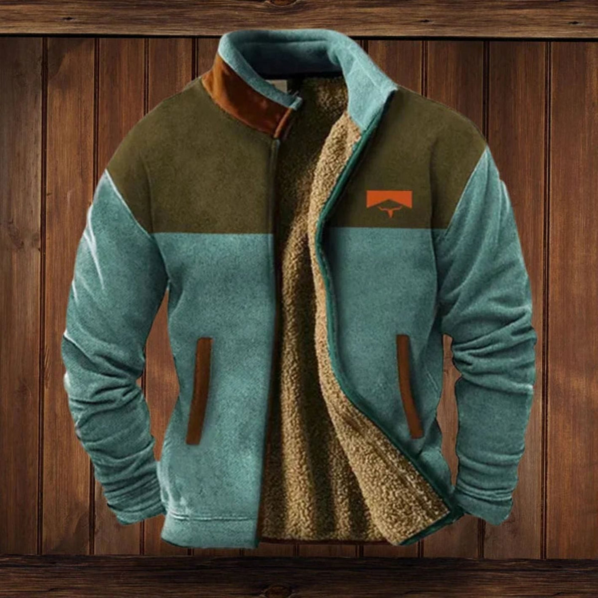 Men's Patterned Sleeve Sherpa Lined Winter Parka