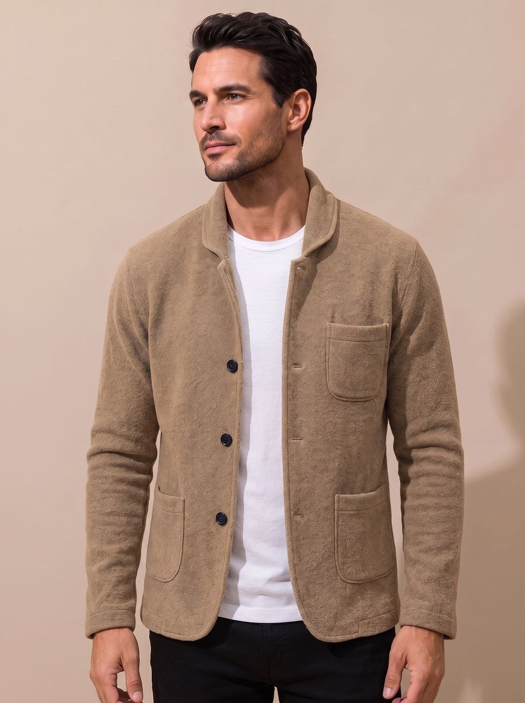 Men's Blazer-Style Tailored Slim Button Knit Cardigan