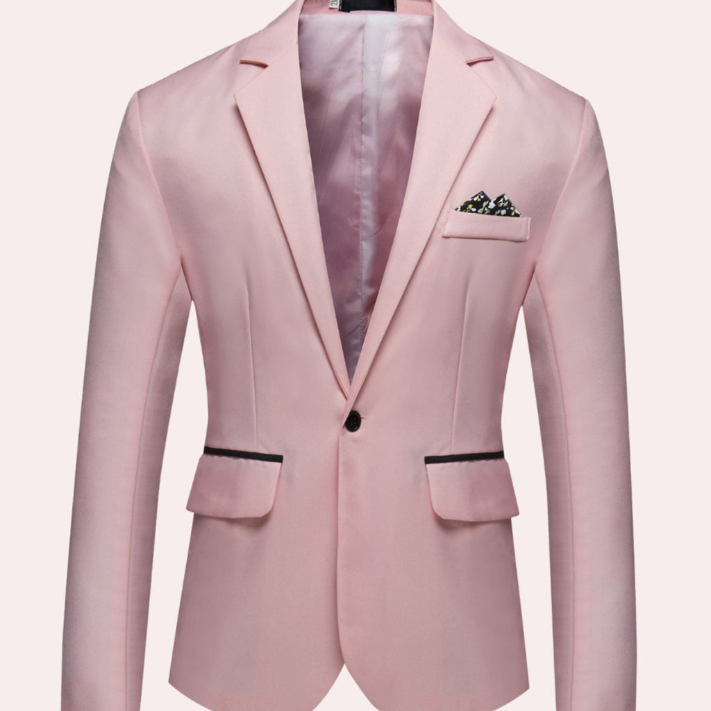 Men's Slim Business Blazer with One Button