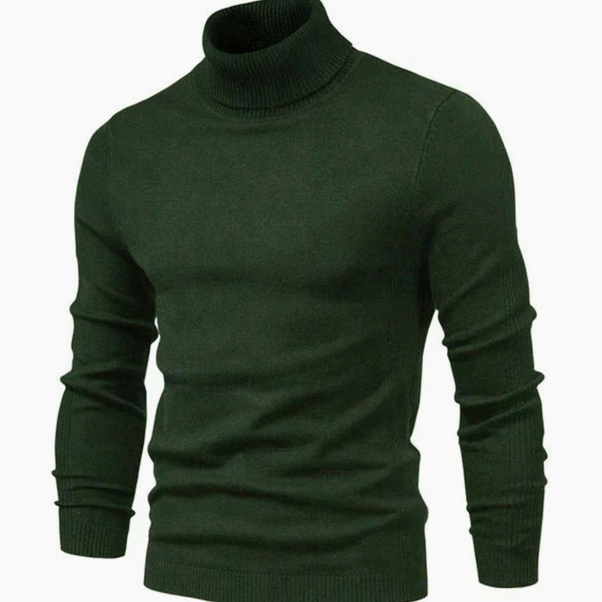 Men's Fitted Ribbed Knit High Neck Pullover Sweater