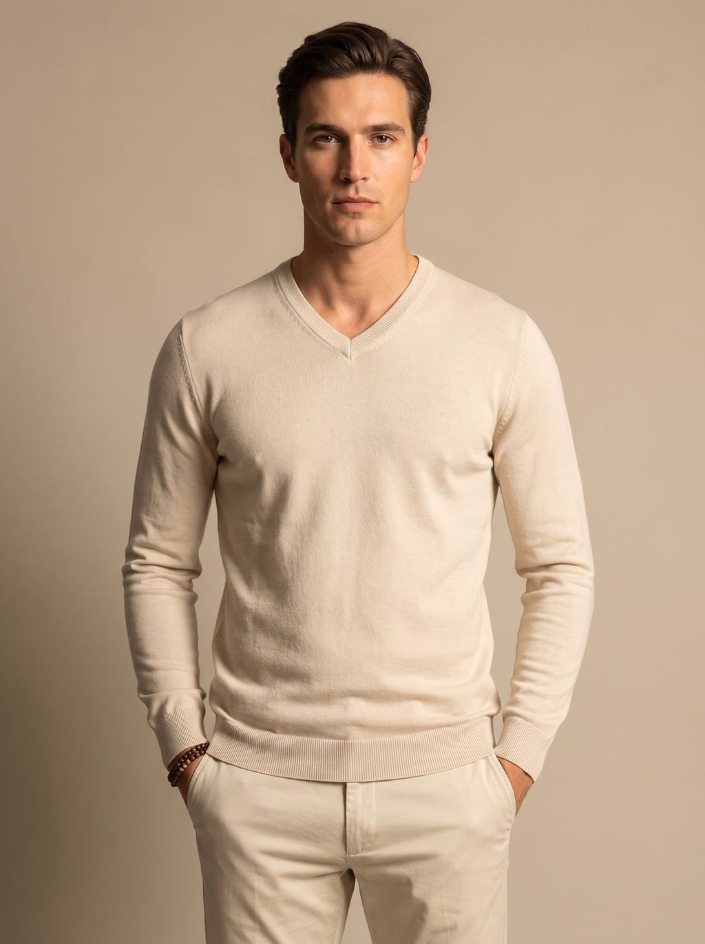 Men's Slim Lightweight Stretch V-Neck Work Sweater