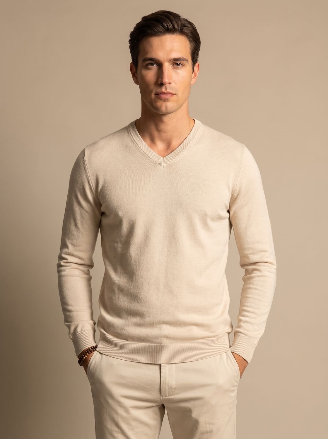 Men's Slim Lightweight Stretch V-Neck Work Sweater