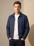 Men's Zip-Front Harrington Jacket with Contrast Check Lining