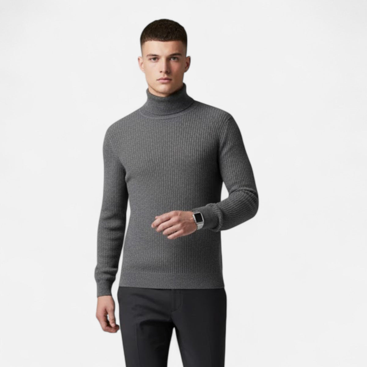 Men's Quiet Luxury High-Lapel Knit Pullover Top