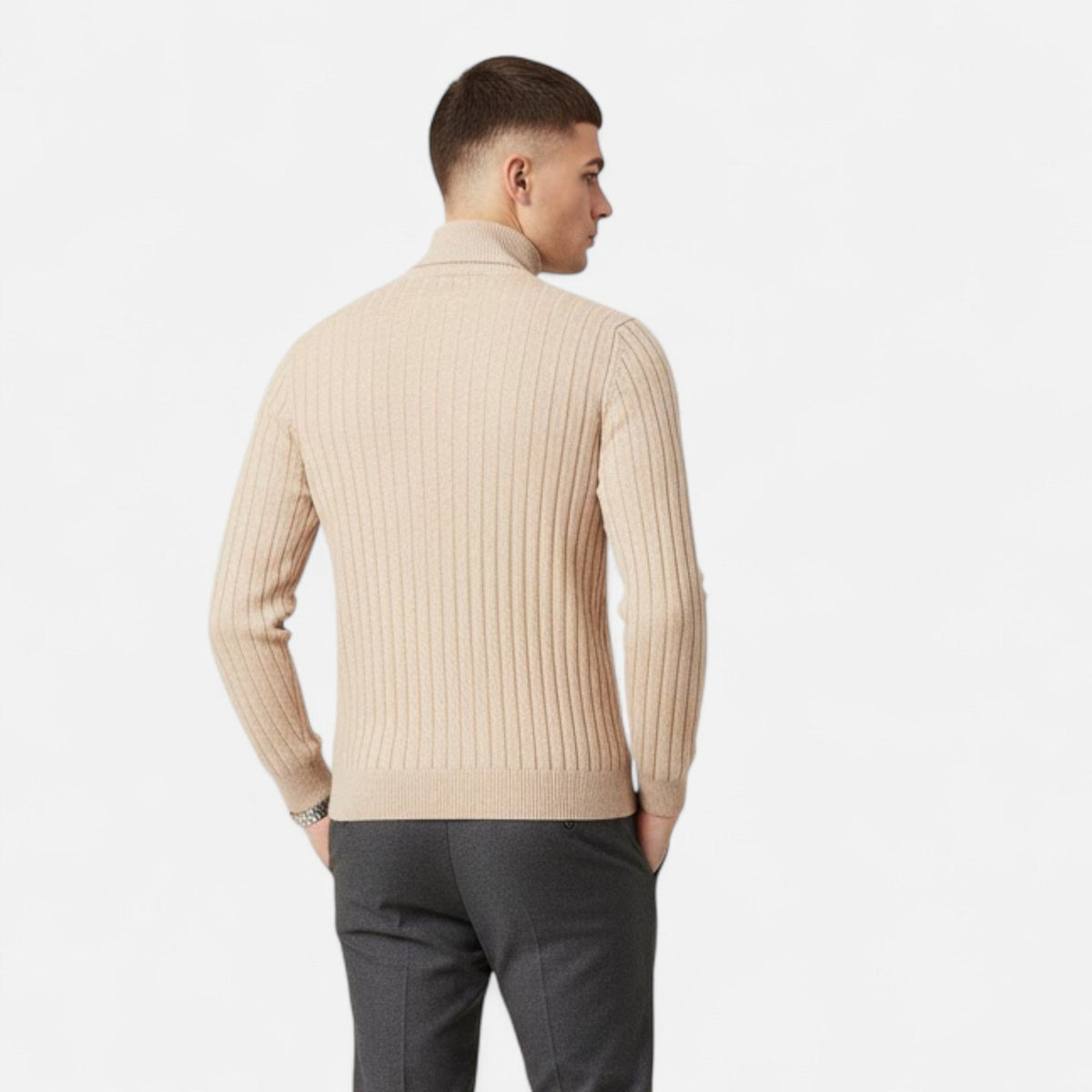 Men's Quiet Luxury High-Lapel Knit Pullover Top