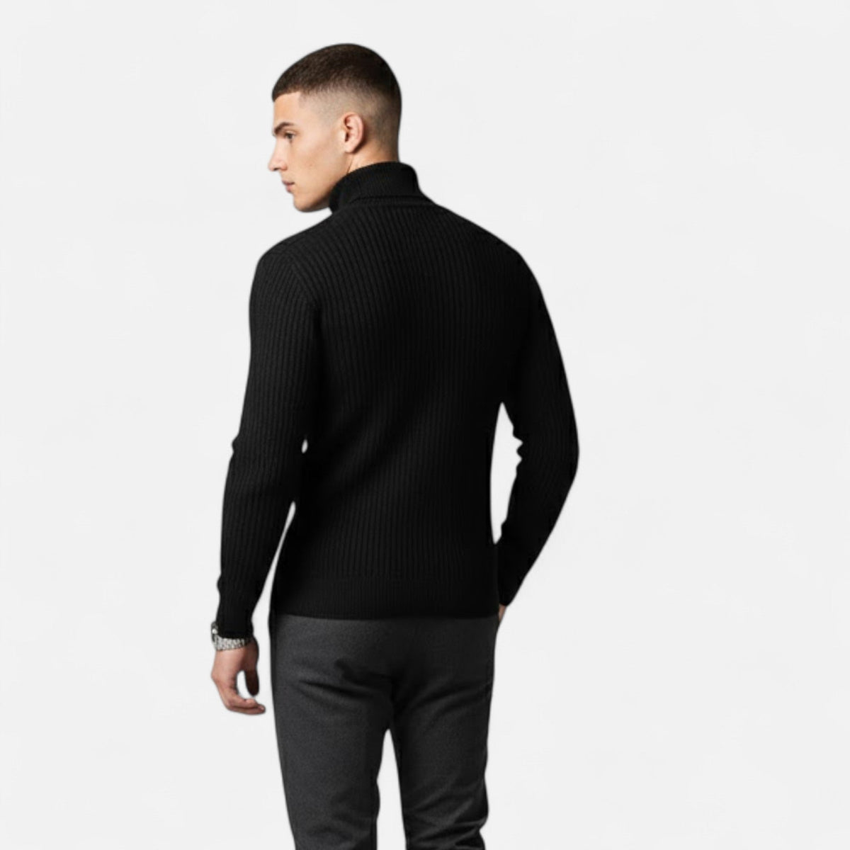 Men's Quiet Luxury High-Lapel Knit Pullover Top